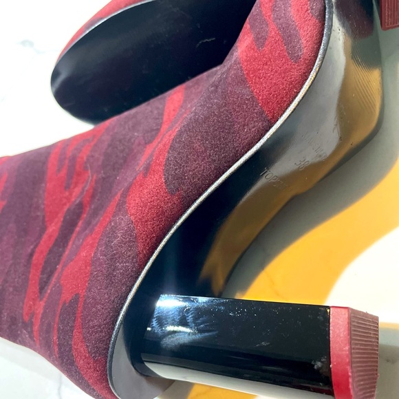 SOLD 🌸3 for $30 NWOT TOPSHOP Velvet Ankle Boots- Size 38 Camo  trendy Heel - Picture 6 of 15